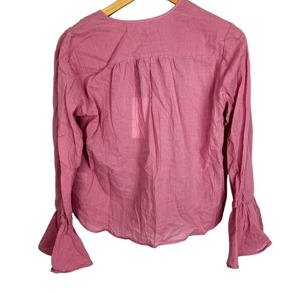 NWT Wayf Bell Sleeve Tie Front Pink Cotton Peasant Top Sz XS Castle Core Cosplay - Picture 4 of 6